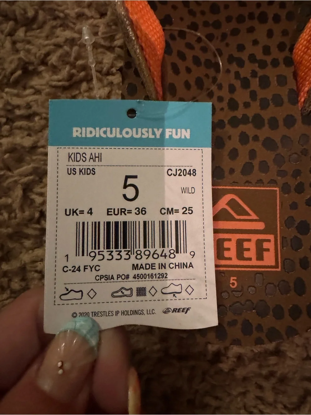 Reef Kids Metallic Gold Strap & Brown Leopard Flip Flops